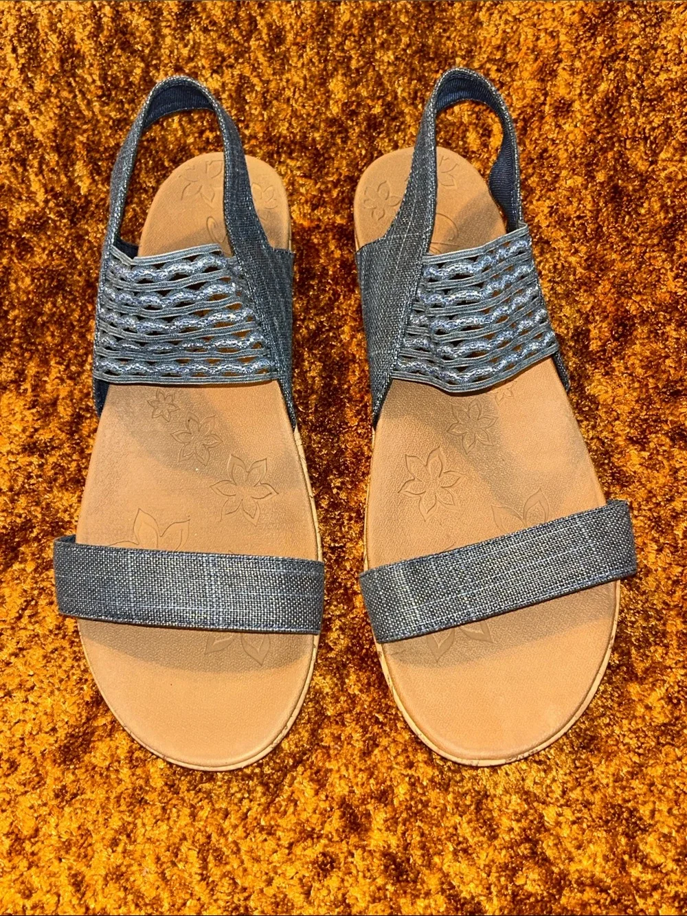 Skechers Navy Textured Slingback Sandals